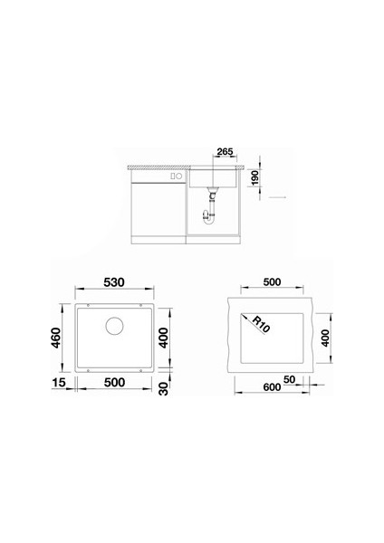 Subline 500-U Sılgranıt Beyaz Granit Evye 523436