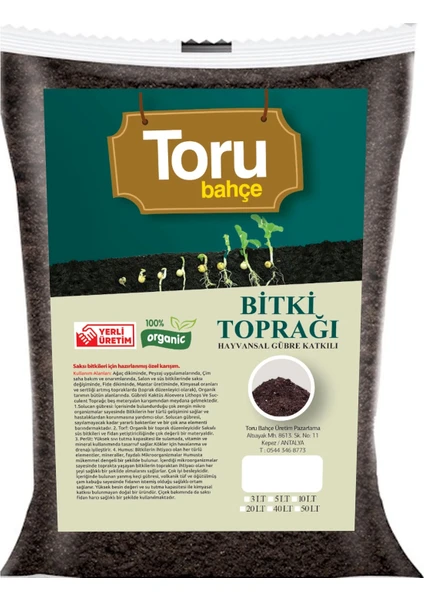 50 Lt Bitki/ Saksı ve Bahçe Toprağı Torf Tavuk ve Keçi Gübresi ve Perlit Katkılı Toprak