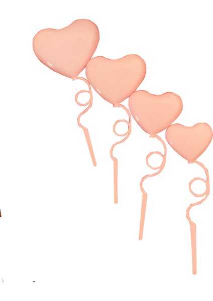 Pasta Süsü Plastik Kalp Pembe 4'lü