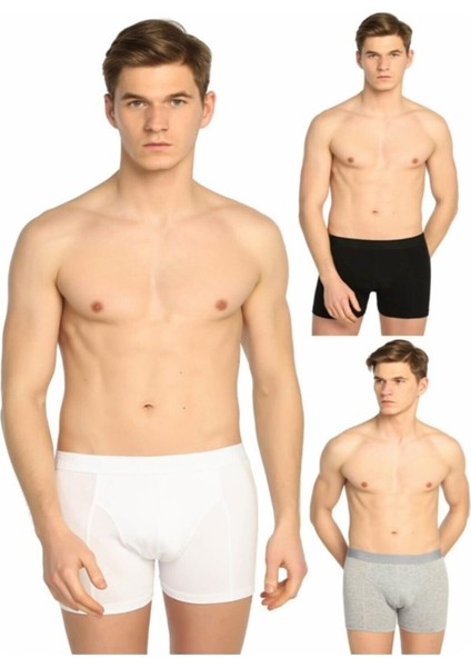 Tutku Erkek Likralı Pamuklu Boxer Karışık Renk 3'lü Paket