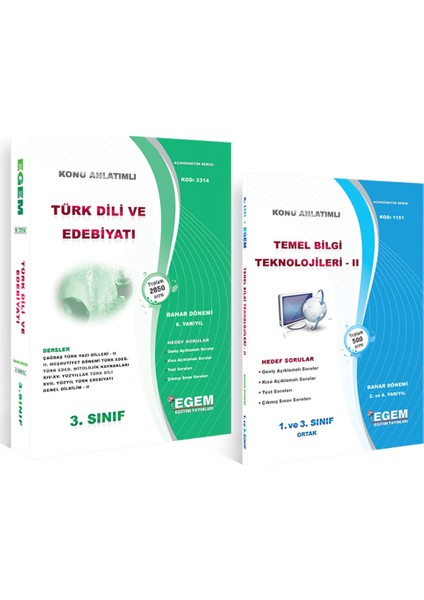 Egem Eğitim Yayınları 3. Sınıf Türk Dili ve Edebiyatı Set(Bahar Dönemi)