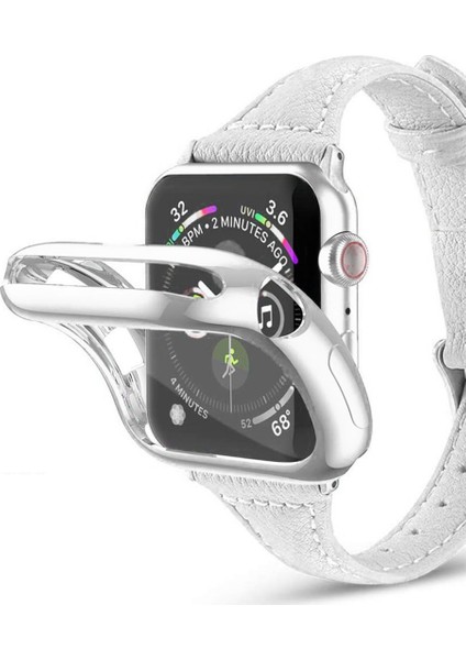 Apple Watch Uyumlu Seri 6 40 mm Shine Serisi Kılıf Gümüş