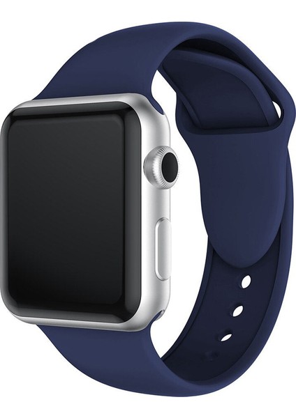 Apple Watch Uyumlu Se 44 mm Silikon Kordon Kayış Lacivert