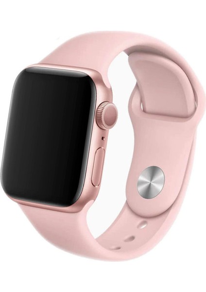 Apple Watch Uyumlu Se 44 mm Silikon Kordon Kayış Toz Pembe