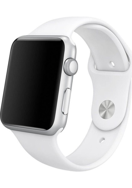 Apple Watch Uyumlu Seri 6 40 mm Silikon Kordon Kayış Beyaz