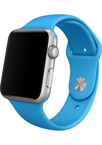 Apple Watch Uyumlu Seri 6 44 mm Silikon Kordon Kayış Mavi