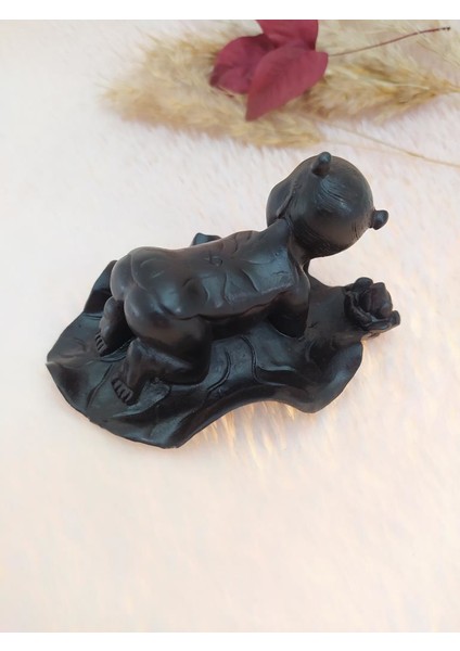 Reçine Yaprak Üstünde Sevimli Melek Kız Bebek Reçine Siyah Biblo Otantik fiyatları