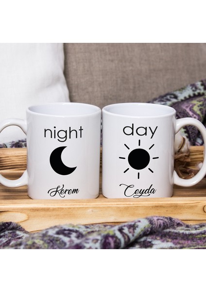 Kişiye Özel Isimli Day Night Baskılı Kupa Bardak 6362