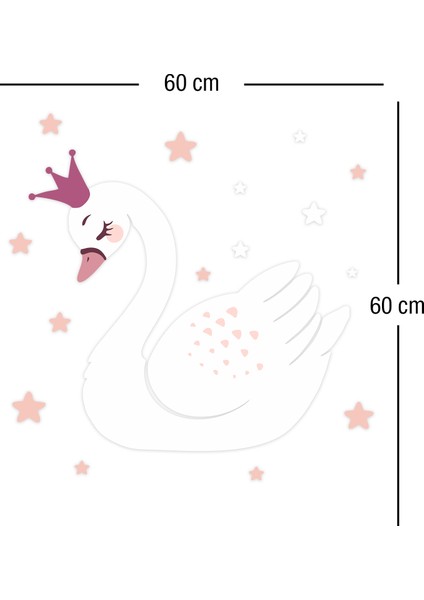 Beyaz Kuğu ve Pembe Yıldızlar Çocuk Odası Duvar Sticker modelleri