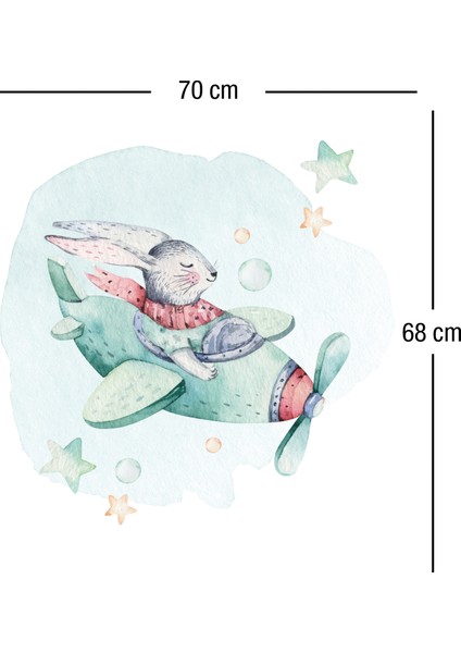 Sevimli Pilot Tavşan Çocuk Odası Duvar Sticker fiyatları