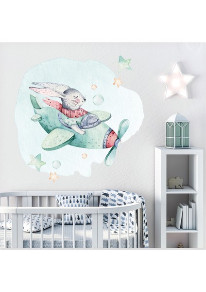 Sevimli Pilot Tavşan Çocuk Odası Duvar Sticker modelleri