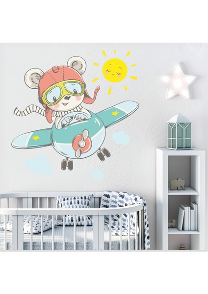 Sevimli Pilot Ayıcık Çocuk Odası Duvar Sticker fiyatları