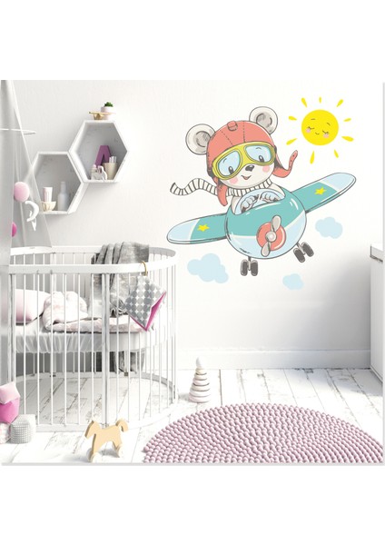 Sevimli Pilot Ayıcık Çocuk Odası Duvar Sticker modelleri