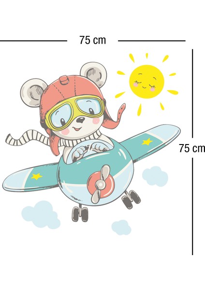Sevimli Pilot Ayıcık Çocuk Odası Duvar Sticker fırsatları