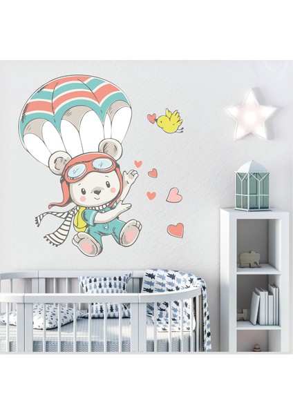 Sevimli Paraşütçü Ayıcık Çocuk Odası Duvar Sticker fiyatları