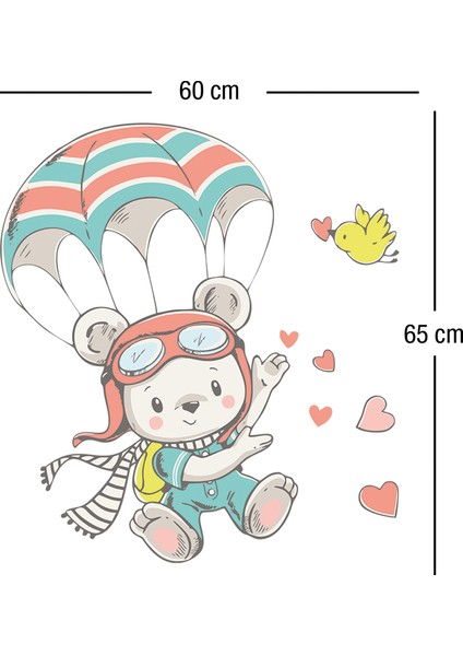 Sevimli Paraşütçü Ayıcık Çocuk Odası Duvar Sticker modelleri