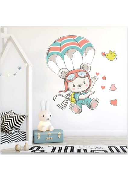 Sevimli Paraşütçü Ayıcık Çocuk Odası Duvar Sticker fırsatları