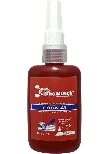 Chemlock Lock 43 Sökülebilir Civata Sabitleyici 50ML.