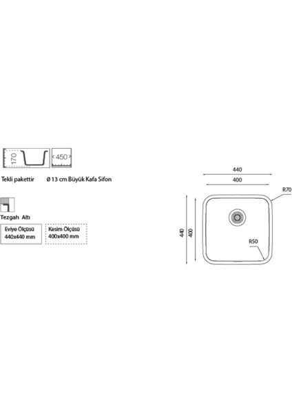 D 400 Polisajlı Taşmalı Evye fiyatları