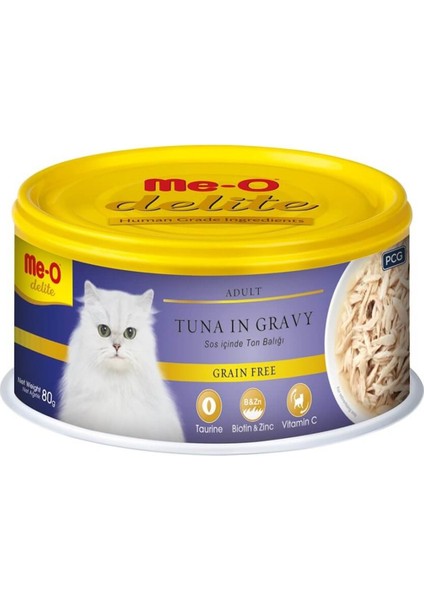 Me-O Delite Tahılsız Ton Balıklı Soslu Kedi Konservesi 80GR