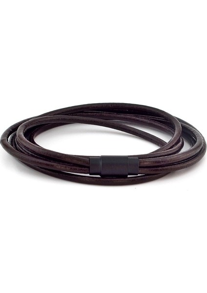 Kahverengi Sarma Deri Siyah Mıknatıs Erkek Bileklik M003E fiyatları