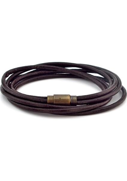 Kahverengi Sarma Deri Bronz Klips Erkek Bileklik M003H fiyatları