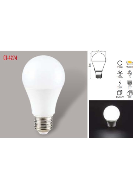 LED Ampul 14W/6500K (Beyaz) Cata CT-4274 fiyatları