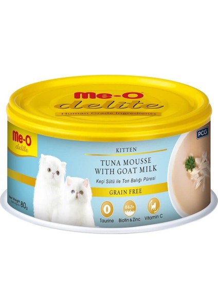 Me-O Delite Tahılsız Keçi Sütlü Ton Yavru Kedi Konservesi 80GR 12'li Set