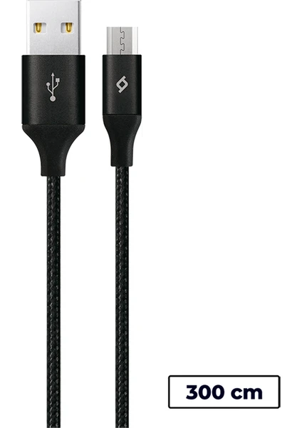 AlumiCable XXL Micro USB Kablo Siyah 3M 2DK22S