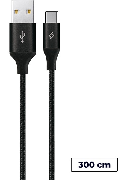 AlumiCable XXL USB-C Kablo Siyah 3M 2DK24S