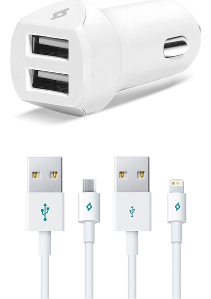 Speedcharger Duo Çakmak Şarj Cihazı Çift Usb 3.1A (Universal Çift Kablo)