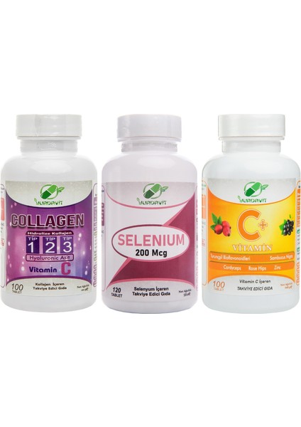 Collagen 900 Mg Tip 1-2-3 100 Tb Selenyum 200 Mcg Selenium 120 Tb Vitamin C 1000 Mg 100 Tb