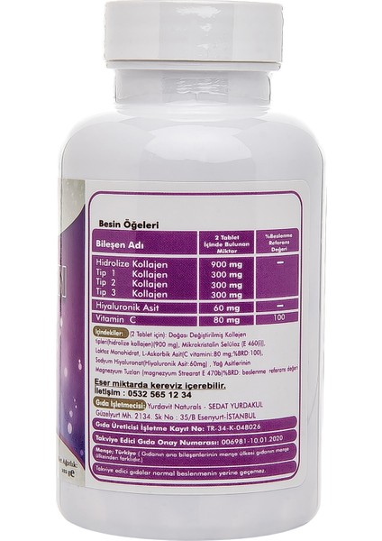 Collagen 900 Mg Tip 1-2-3 100 Tb Selenyum 200 Mcg Selenium 120 Tb Vitamin C 1000 Mg 100 Tb
