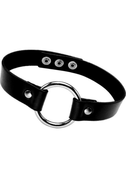 Siyah Deri Tasma Halka 35 cm Choker Bayan Kolye Takı