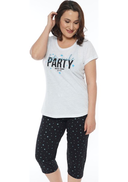Pamuklu Büyük Beden Kısa Kol Kaprili Pijama Takım fiyatları