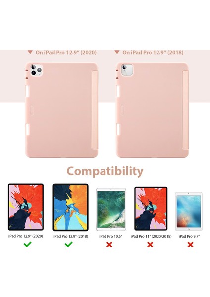 Apple iPad Pro 12.9 2020 Kılıf-Rebound Pencil-Rose Gold modelleri