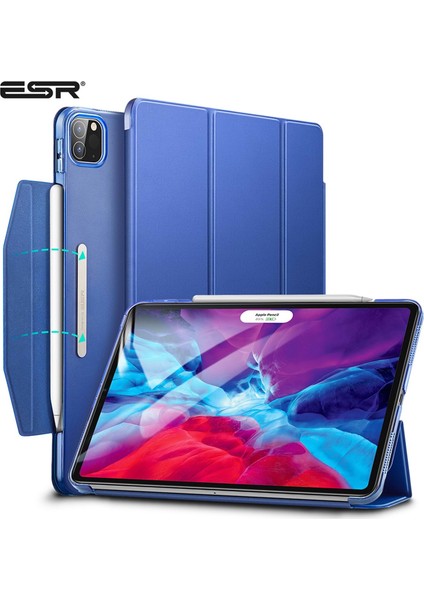 Apple iPad Pro 12.9 2020 Kılıf-Yippee Color With Hasp-Navy Blue