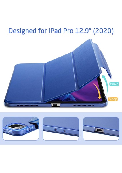 Apple iPad Pro 12.9 2020 Kılıf-Yippee Color With Hasp-Navy Blue