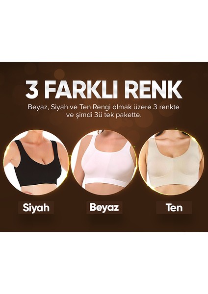 Normbra Dikişsiz Toparlayıcı 3 Lü Sütyen Seti Siyah-Beyaz-Ten Tek Pakette