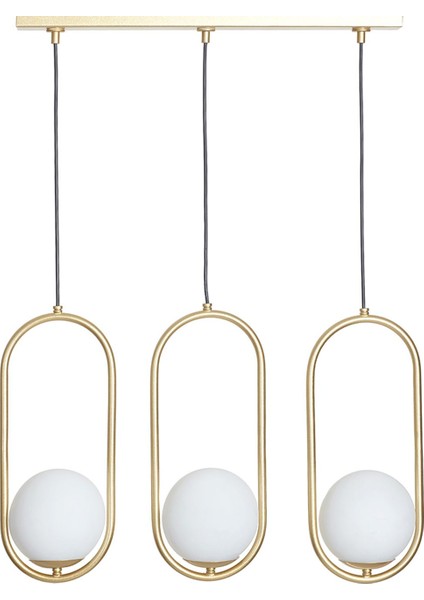 Zenga 3 Lü Sarı Metal Gövde Beyaz Camlı Tasarım Lüx Sıralı Avize fiyatları