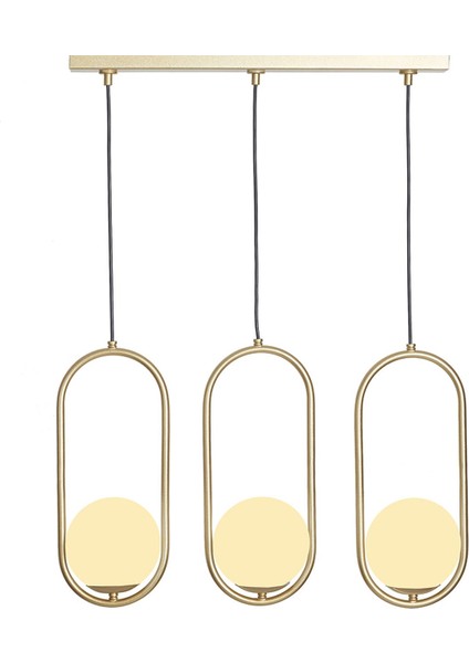 Zenga 3 Lü Sarı Metal Gövde Beyaz Camlı Tasarım Lüx Sıralı Avize fırsatları