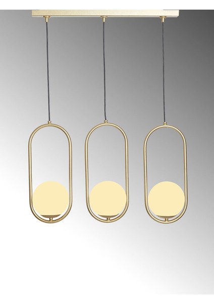 Zenga 3 Lü Sarı Metal Gövde Beyaz Camlı Tasarım Lüx Sıralı Avize indirimleri