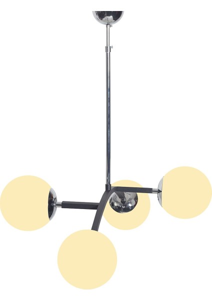 Vidi4 Lü Siyah-Krom Metal Gövde Beyaz Camlı Tasarım Lüx Avize modelleri