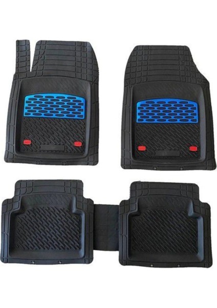 2006 Model Citroen C6 Için 3D Havuzlu Tip Universal Paspas - Mavi Kromajlı