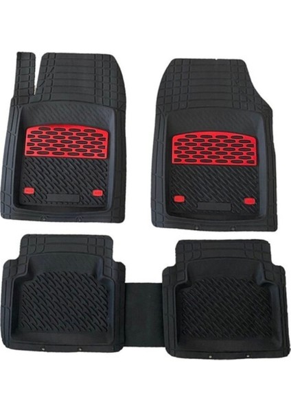 1998 Model Rover 623 Için 3D Havuzlu Tip Universal Paspas - Kırmızı Kromajlı