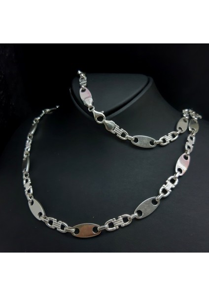 Gümüş Erkek Zincir Denizci Model 8 mm 65 cm