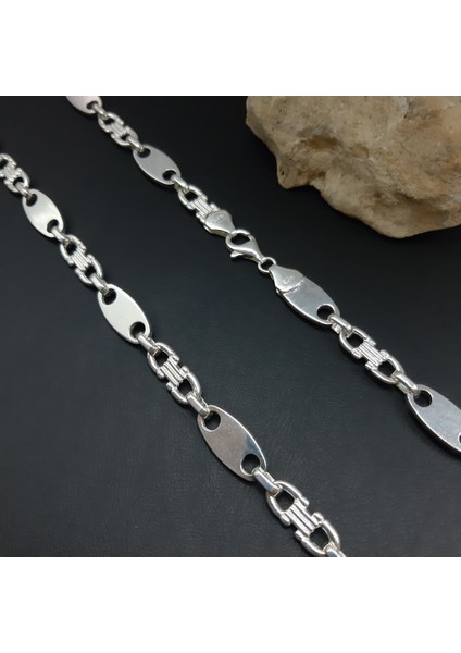 Gümüş Erkek Zincir Denizci Model 8 mm 65 cm
