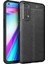 Realme 7 Kılıf Darbe Korumalı Deri Görünümlü Silikon Arka Kapak - Siyah 1