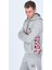 Heller Gri Erkek Nakışlı Fermuarlı Sweatshirt 3