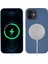 Apple iPhone 12 Mini Kılıf Mat Silikon Wireless Kapak Silksafe Mavi - Magsafe Kablosuz Şarj Uyumlu 1